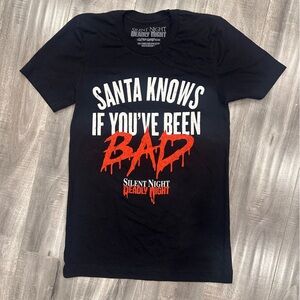 Silent Night Deadly Night Black Graphic horror Christmas Tee new no tags